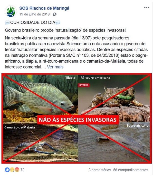 Publicación en redes sociales