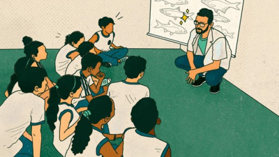 Imagem que mostra a interação entre o palestrante e os participantes