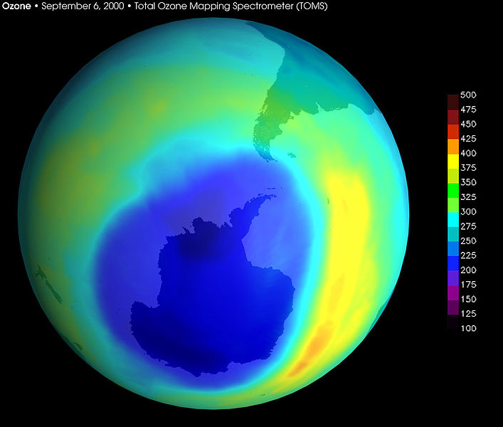 Imagem do buraco da camada de ozônio no ano 2000