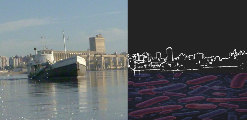 Zona portuaria de la ciudad de Santa Fe (Argentina) donde convergen múltiples usos entre los que destacan el recreativo y las descargas cloacales. / Imagen: Ma. Josefina González, Diego Frau