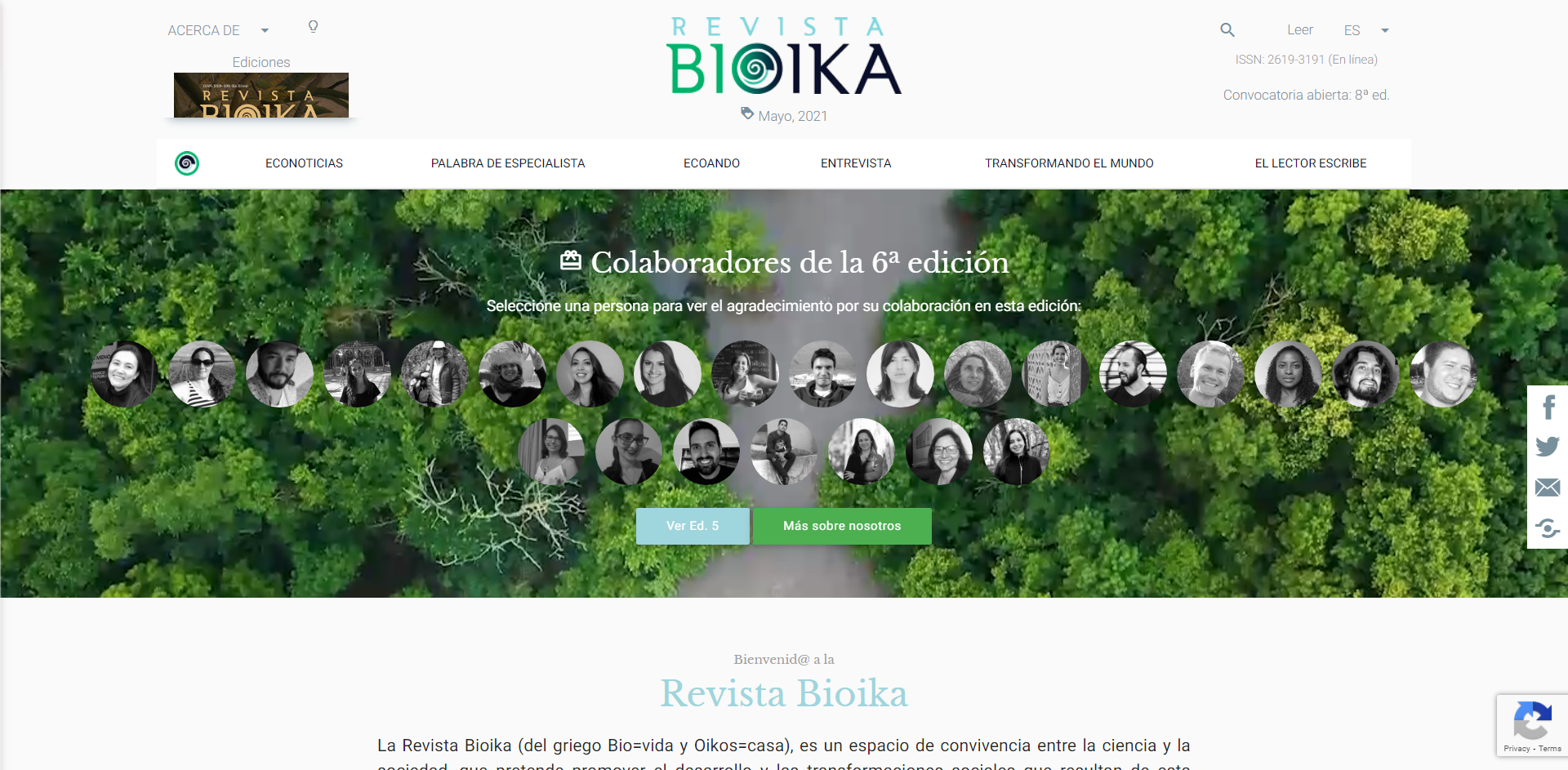 Colaboradores de la sexta edición de la Revista Bioika
