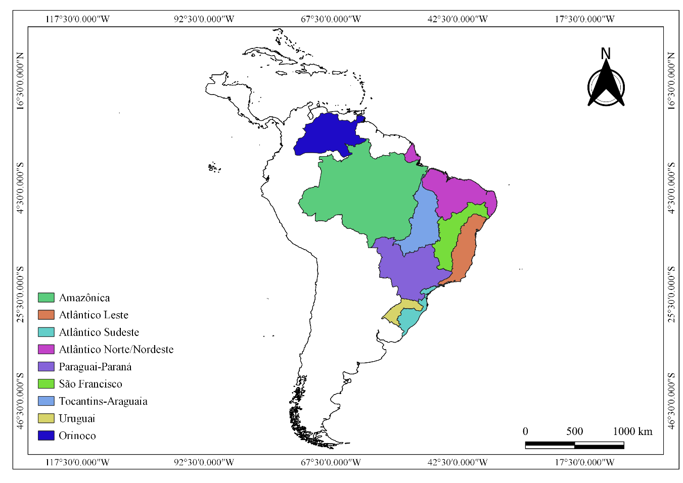 Mapa de cuencas hidrográficas brasileras Mapa de cuencas hidrográficas brasileras